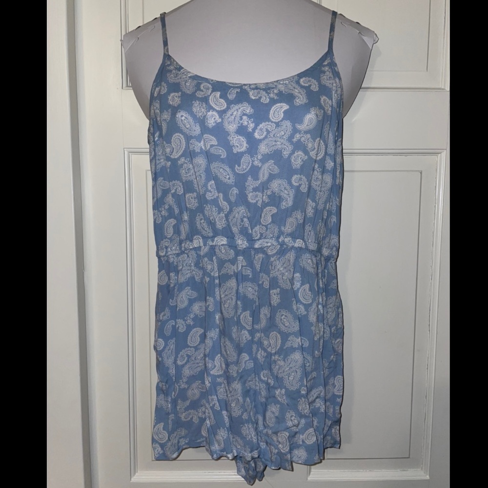 Light blue paisley print romper
